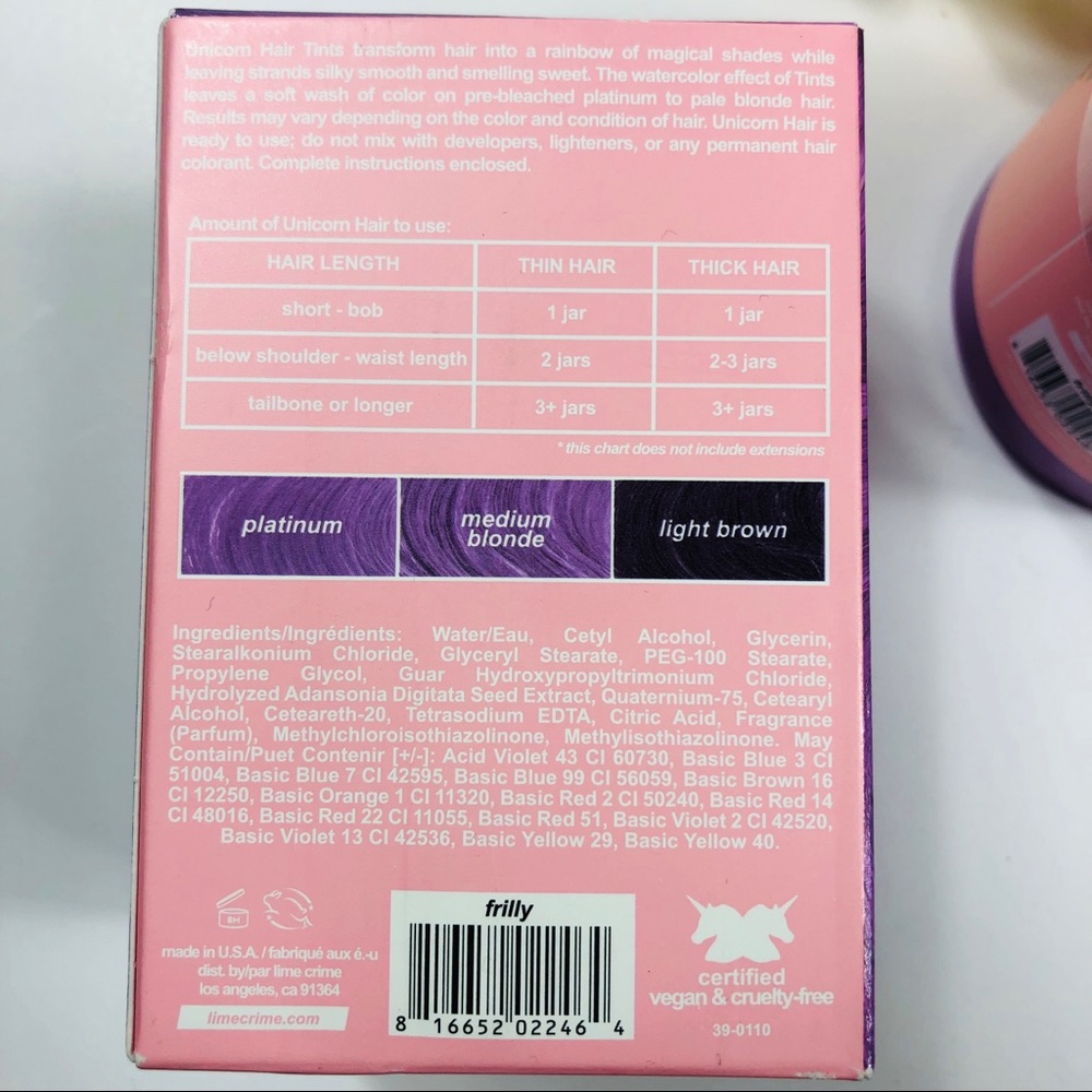 Lime Crime unicorn hair tint FRILLY lavender pink - Picture 4 of 8
